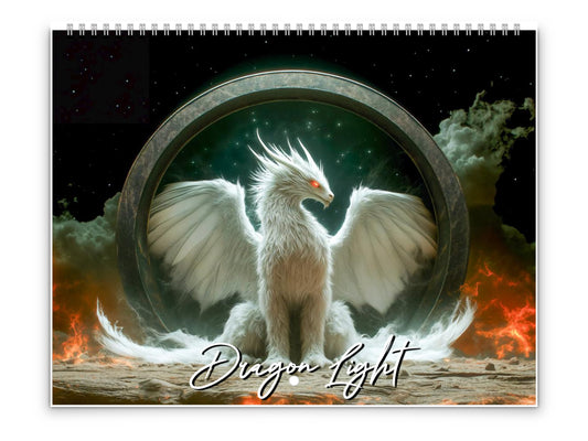 2026 Dragon Light Wall Calendar by Kaleidoscope Artisan – Majestic Dragon Realms with Holidays
