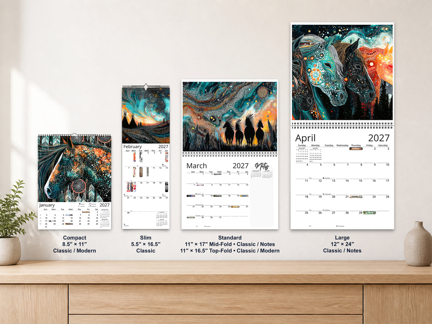 Dreamcatcher 2027 wall calendar complete size range environment display