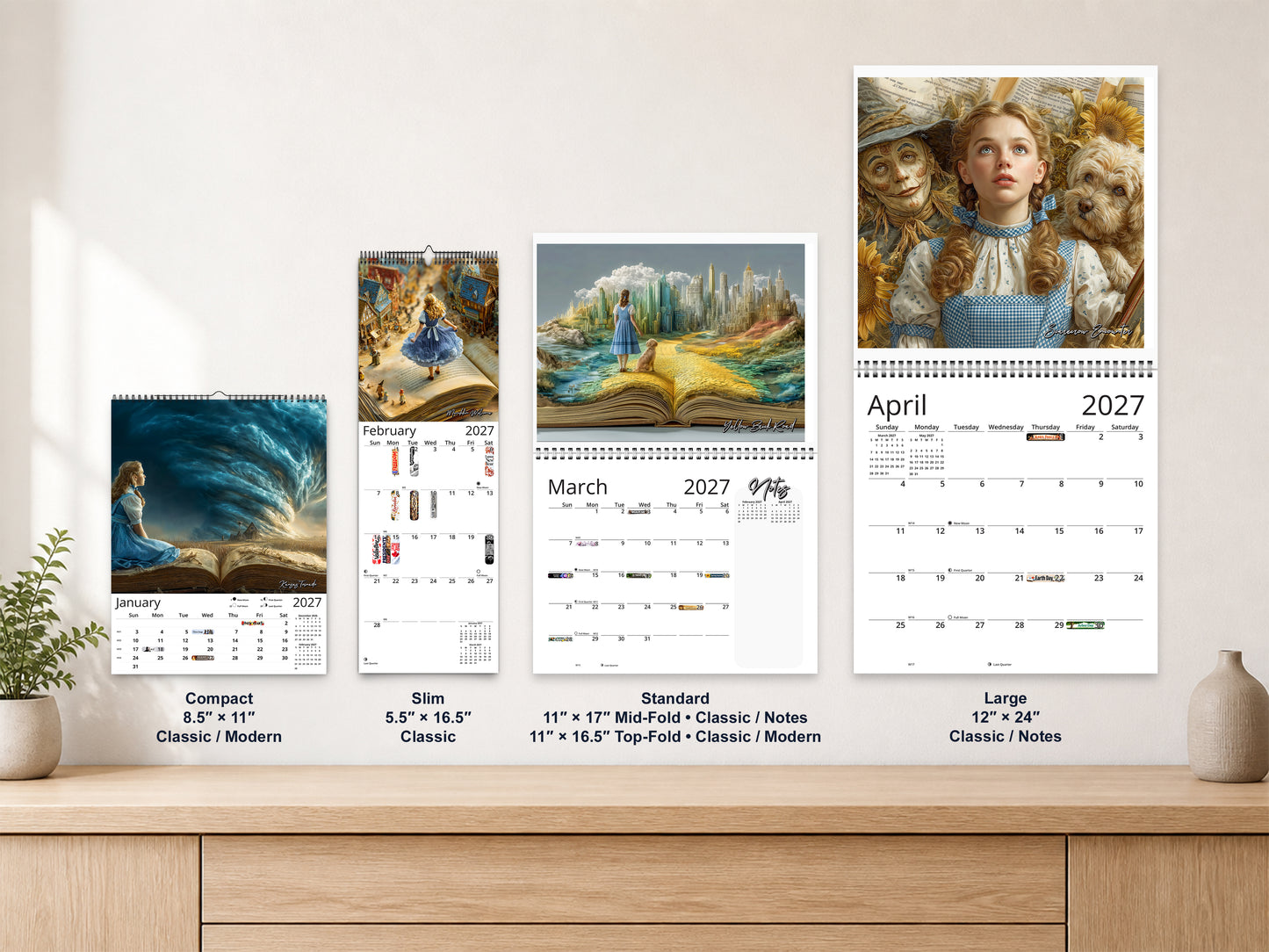 Emerald City Books 2027 wall calendar complete size range environment display