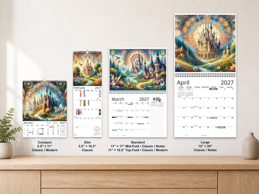 Enchanted Moments 2027 wall calendar complete size range environment display