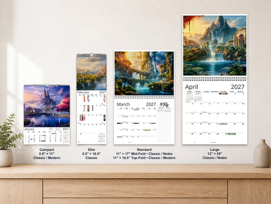 Enchanted Realms 2027 wall calendar complete size range environment display