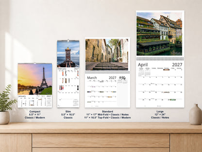 France Vistas Photography 2027 wall calendar complete size range environment display