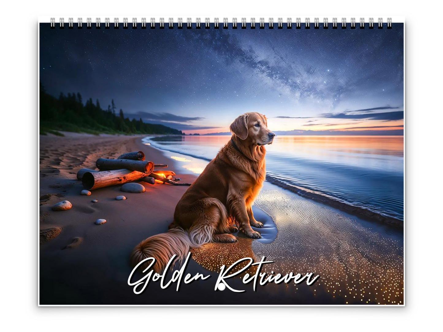 2026 Golden Retriever Wall Calendar by Kaleidoscope Artisan – Joyful Dog Art with Holidays