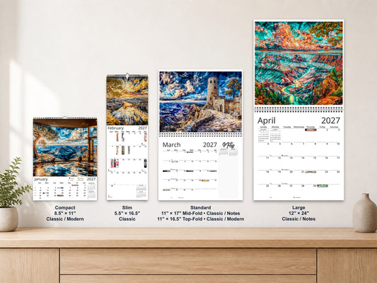 Grand Canyon Mosaic 2027 wall calendar complete size range environment display