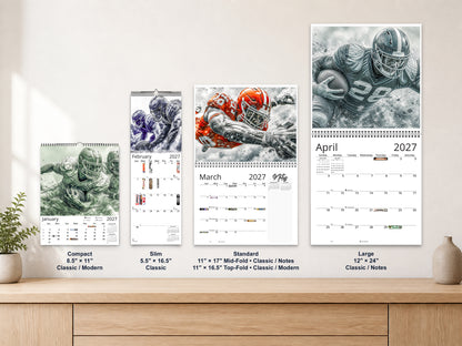 Gridiron Football 2027 wall calendar complete size range environment display
