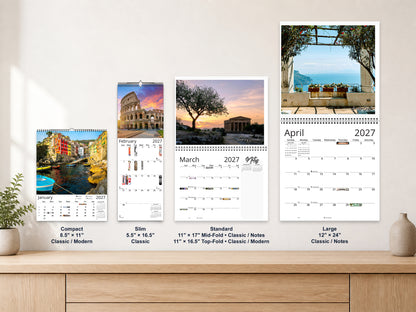 Italy Vistas Photography 2027 wall calendar complete size range environment display