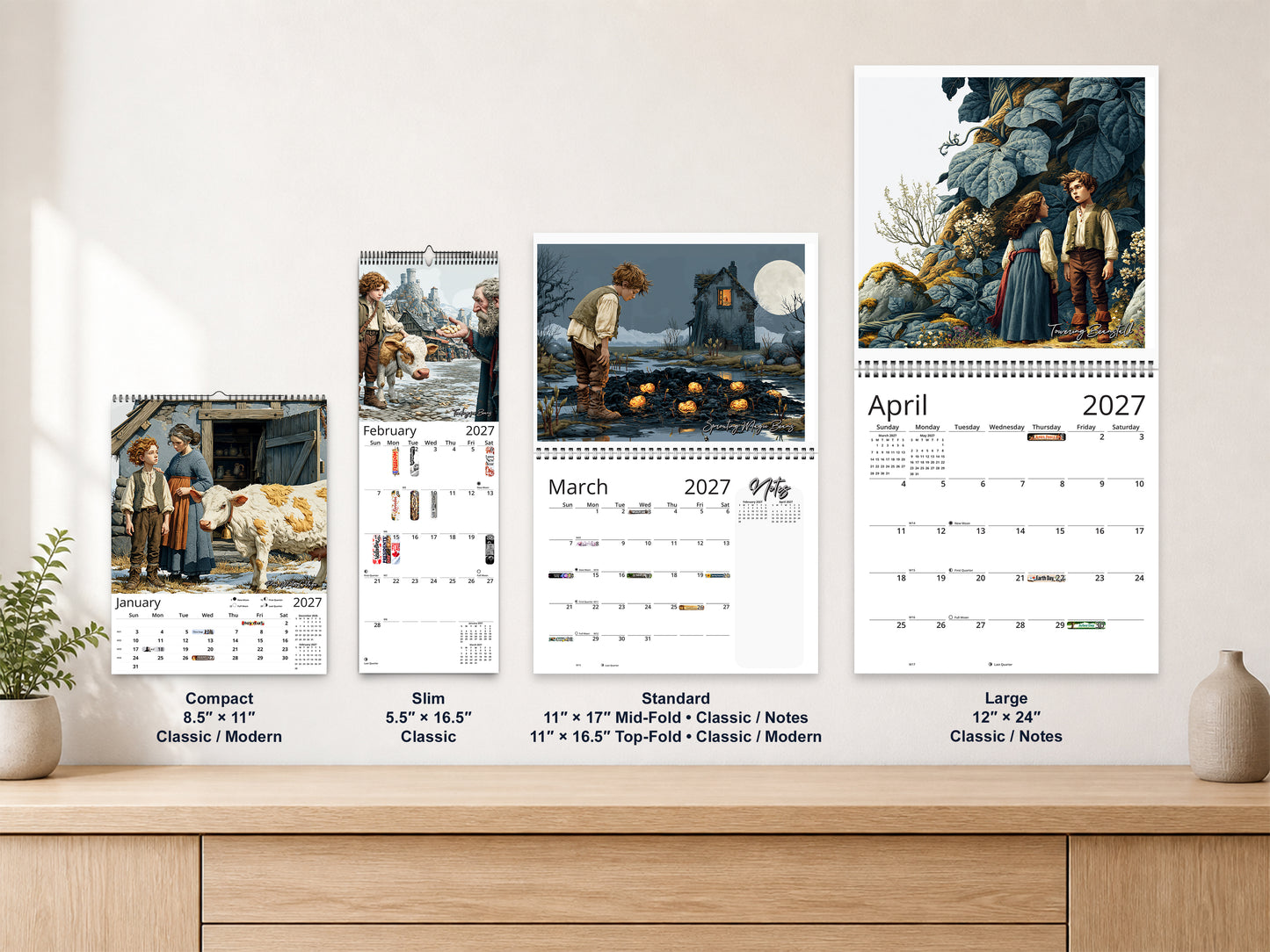 Jack and the Beanstalk 2027 wall calendar complete size range environment display