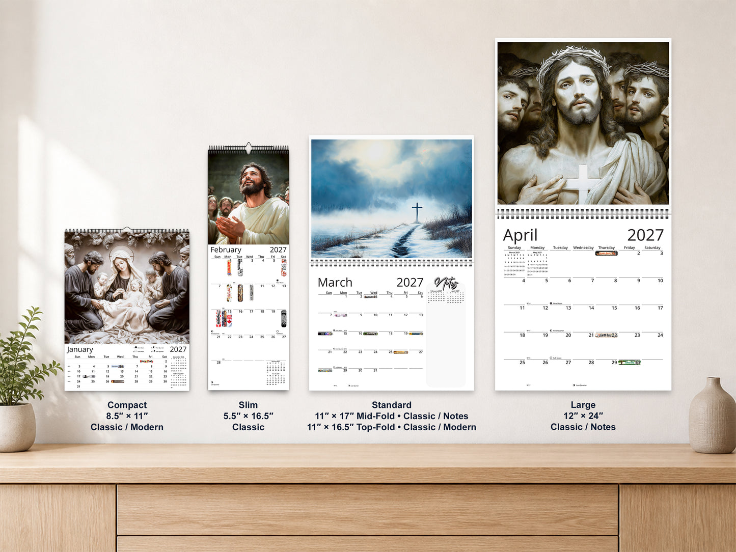 Light of Jesus 2027 wall calendar complete size range environment display