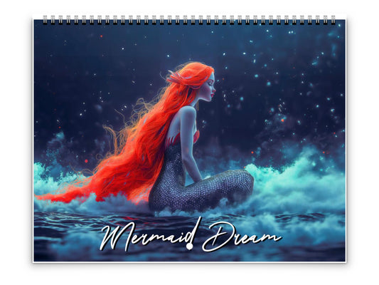 2026 Mermaid Dream Wall Calendar by Kaleidoscope Artisan – Enchanting Underwater Realms with Holidays