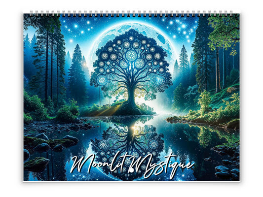 2026 Moonlit Mystique Wall Calendar by Kaleidoscope Artisan – Enchanting Nightscapes with Holidays