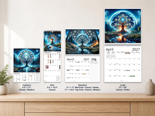 Moonlit Mystique 2027 wall calendar complete size range environment display