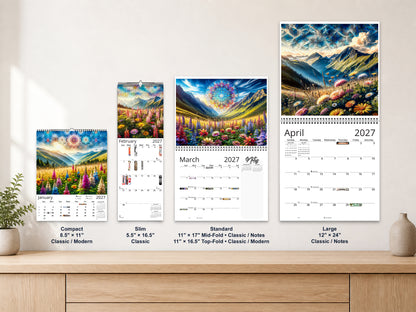 Mountain Wildflowers 2027 wall calendar complete size range environment display