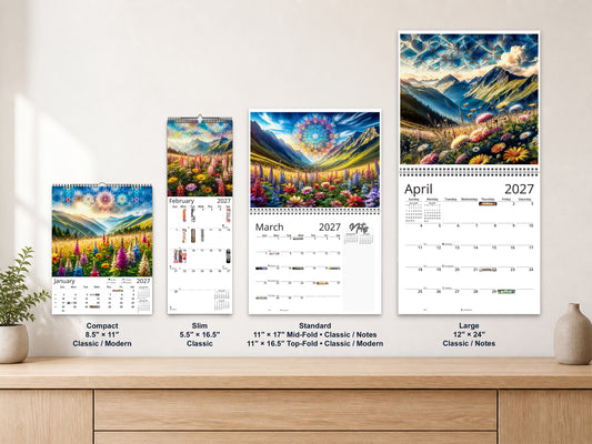 Mountain Wildflowers 2027 wall calendar complete size range environment display