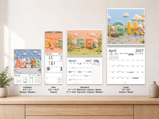 My ABC Adventure by Kaleidoscope Artisan - Playful Learning with Holidays 2027 wall calendar complete size range environment display