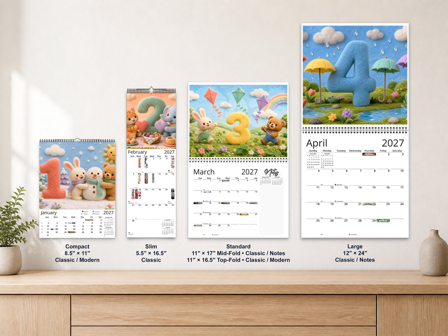 My Counting Adventure by Kaleidoscope Artisan - Playful Learning with Holidays 2027 wall calendar complete size range environment display