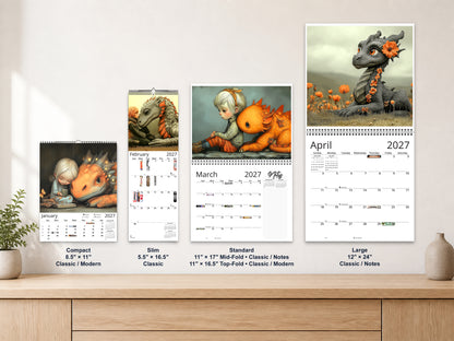 My Little Dragon 2027 wall calendar complete size range environment display