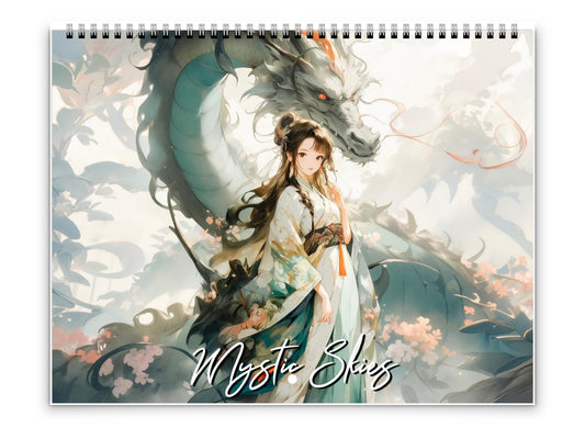 2026 Mystic Skies Wall Calendar by Kaleidoscope Artisan – Majestic Dragons in Chinese Art with Holidays