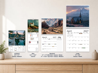 Sanctuary 2027 wall calendar complete size range environment display