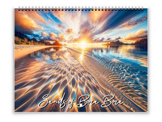2026 Sands of Bora Bora Wall Calendar by Kaleidoscope Artisan – Tropical Escapes with Holidays