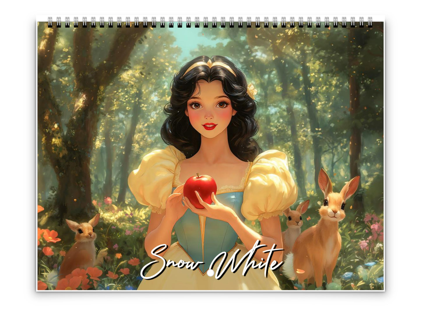 2026 Snow White Wall Calendar by Kaleidoscope Artisan – Enchanted Fairytale with Holidays