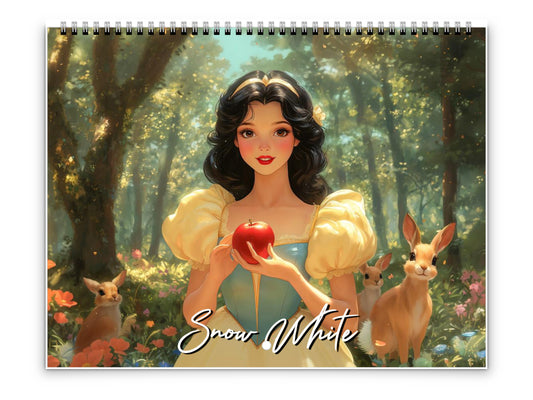 2026 Snow White Wall Calendar by Kaleidoscope Artisan – Enchanted Fairytale with Holidays