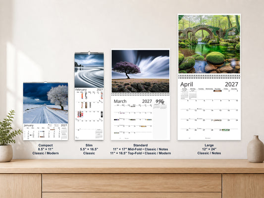 Solitude 2027 wall calendar complete size range environment display