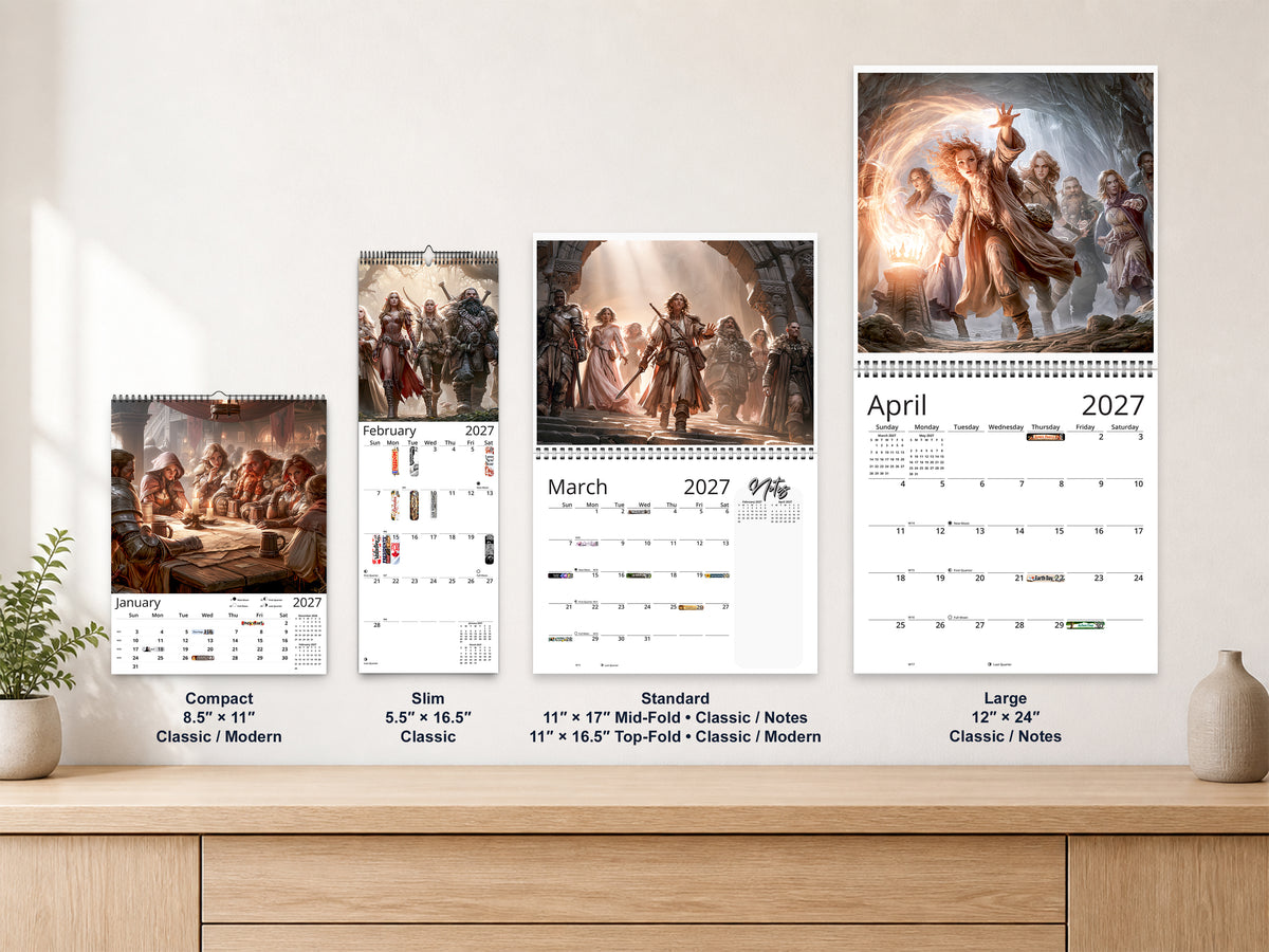 The Fellowship 2027 wall calendar complete size range environment display