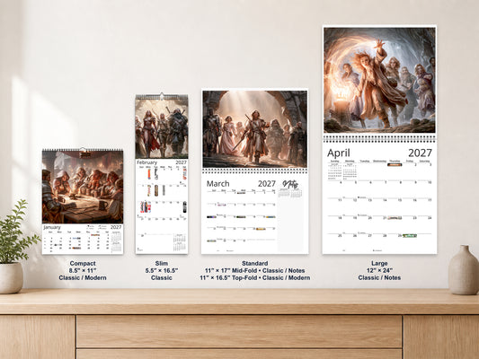 The Fellowship 2027 wall calendar complete size range environment display