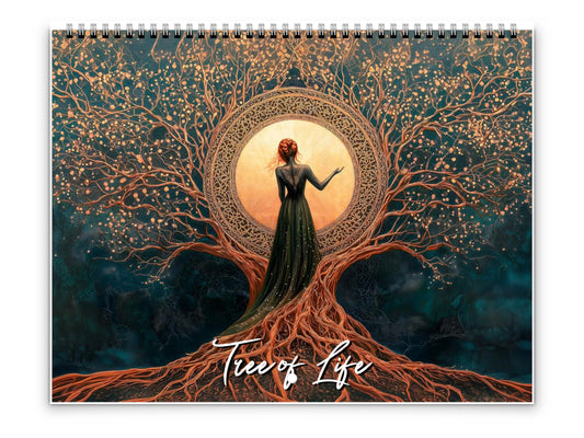 2026 Tree of Life Wall Calendar by Kaleidoscope Artisan – Enchanting Mystical Designs with Holidays