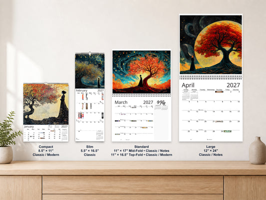 Tree of Life by Kaleidoscope Artisan - Enchanting Mystical Designs with Holidays 2027 wall calendar complete size range environment display