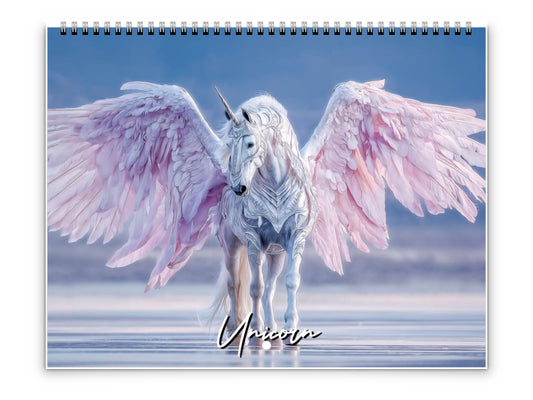 2026 Unicorn Wall Calendar by Kaleidoscope Artisan – Mystical Grace with Holidays