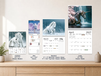Unicorn 2027 wall calendar complete size range environment display