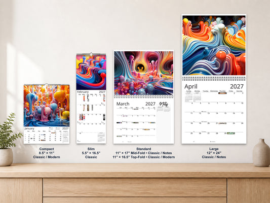 Vivid Colors 2027 wall calendar complete size range environment display