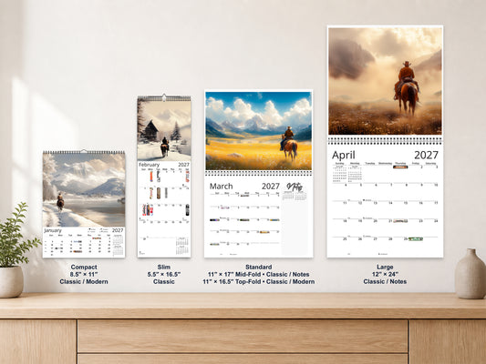 Western Trails 2027 wall calendar complete size range environment display