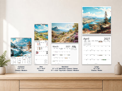 Western Vistas 2027 wall calendar complete size range environment display