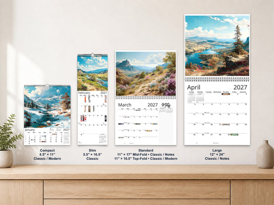 Western Vistas 2027 wall calendar complete size range environment display