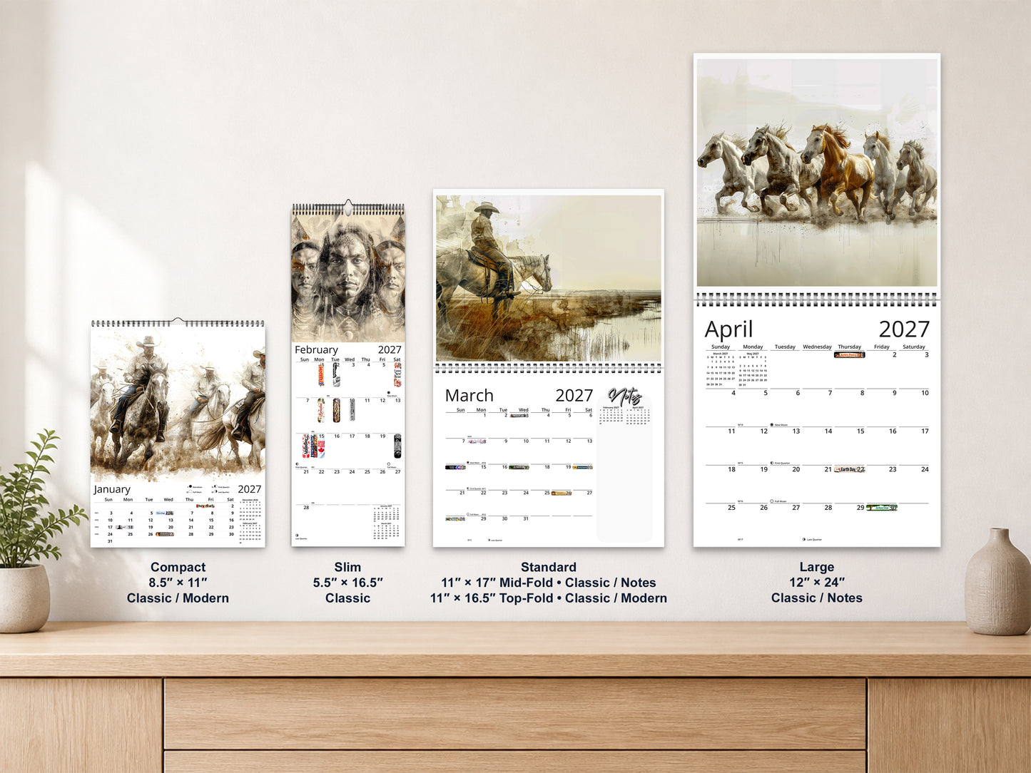 Wild Frontier 2027 wall calendar complete size range environment display