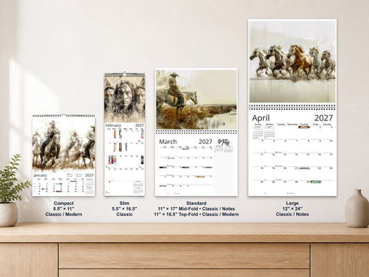 Wild Frontier 2027 wall calendar complete size range environment display