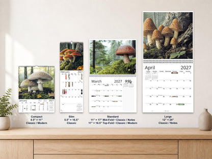 Wild Mushrooms Wall Calendar 2027 wall calendar complete size range environment display