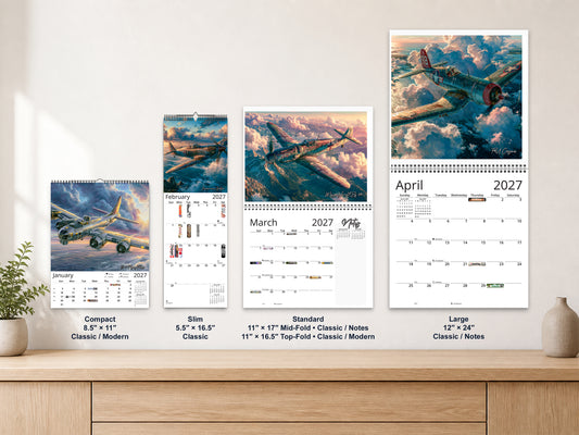 WWII Wings of Valor 2027 wall calendar complete size range environment display