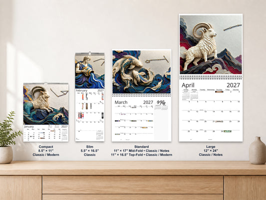 Zodiac Astrology 2027 wall calendar complete size range environment display