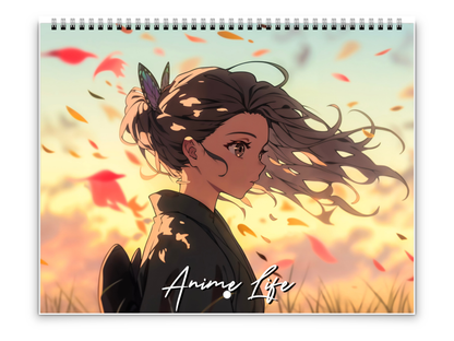 Calendario de pared Anime Life 2026 de Kaleidoscope Artisan: un año de arte anime cautivador con festividades.