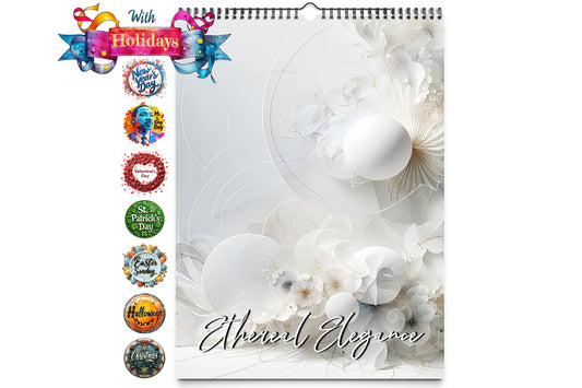 Cover image of a wall calendar showcasing artistic white floral imagery