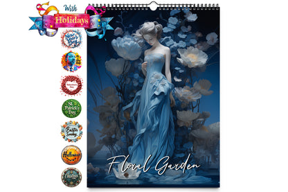 2025 Floral Garden Wall Calendar by Kaleidoscope Artisan – Elegant Blooms with Holidays