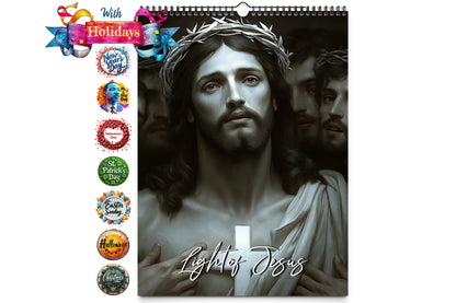 Cover image of Light of Jesus calendar with an illustration of Jesus wearing a crown of thorns