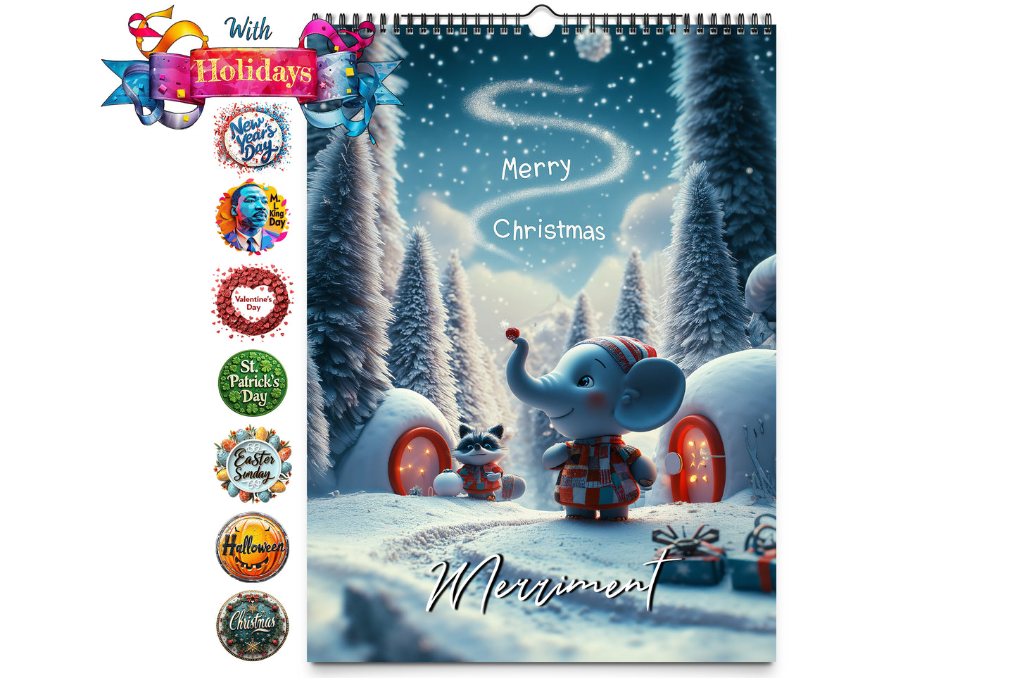 Cover image featuring a vibrant display of the Northern Lights over a snow-covered landscape and holiday highlights