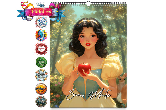 Cover: Snow White holding an apple, set against a radiant forest background.