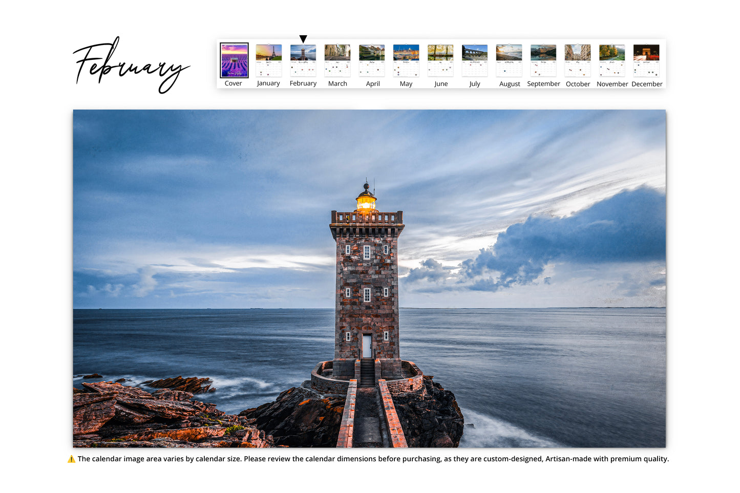 Coastal lighthouse standing tall on a rocky outcrop against a dramatic sky over the ocean in Brittany, France.