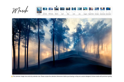 March image of a forest with sunlight streaming through trees, creating a dreamy atmosphere