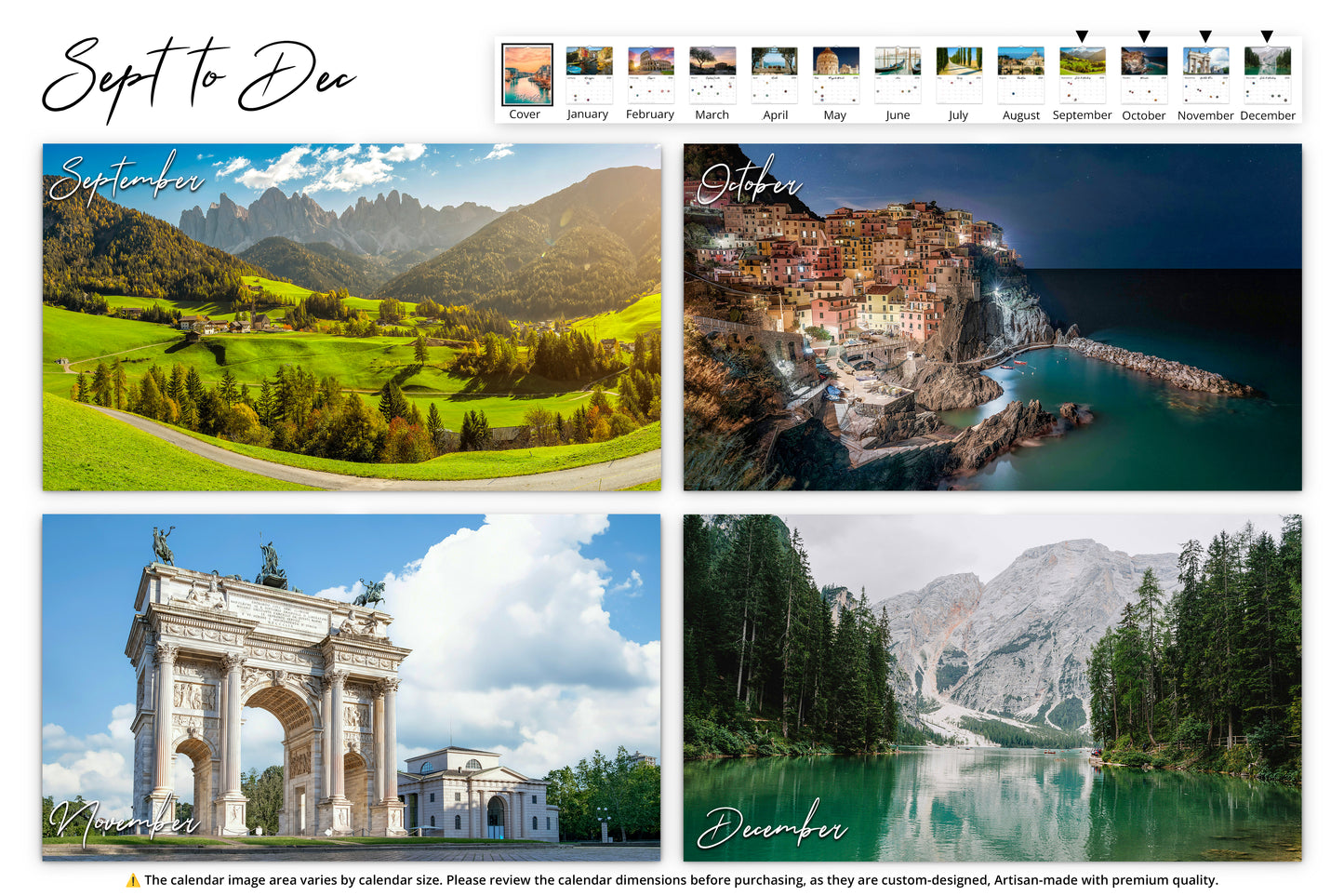 2025 Italy Vistas Photography Wandkalender von Kaleidoscope Artisan – Faszinierende Landschaften mit Feiertagen